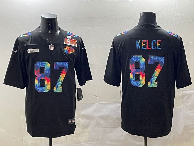 Men Kansas City Chiefs 87 Kelce Black Rainbow 2025 Nike Limited NFL Jersey style 3